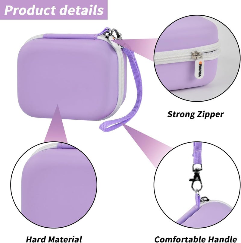 Grapsa Sticker Printer Case for Memoking T02/ for ETIKEZ PM290C/ for Nelko PM230/ for Phomemo M02/ T02/ Q30S Mini Pocket Printer Machine. Holder for Label Maker, Thermal Paper, USB Cable (Box Only) -Purple - Image 3